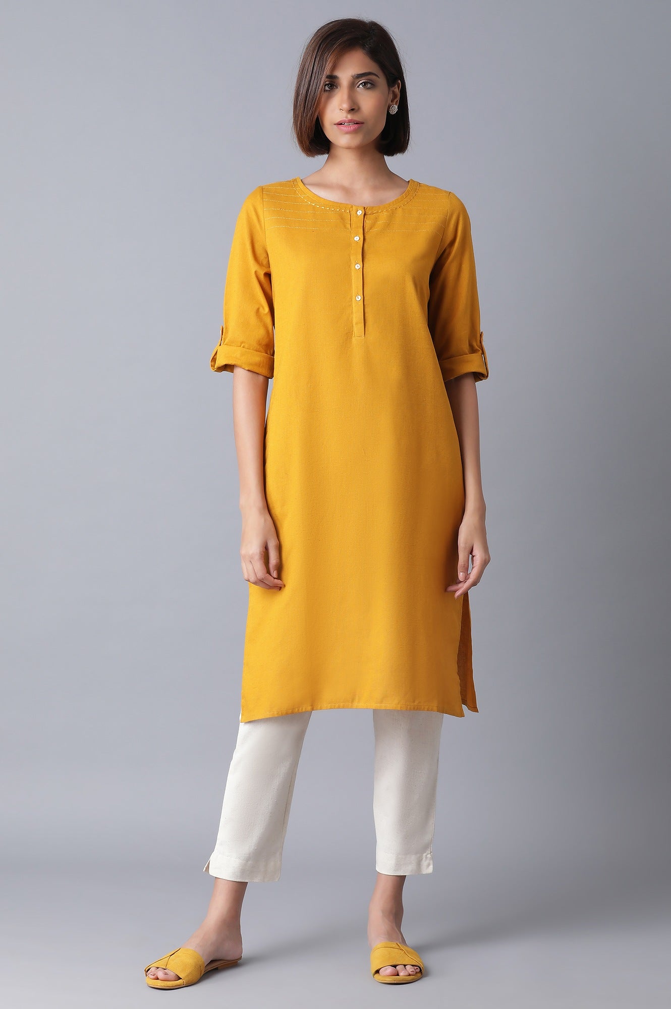 Yellow Classic Straight kurta