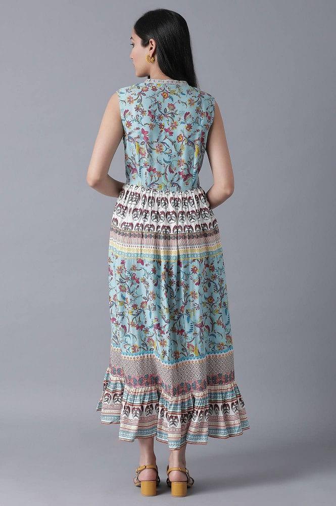 Soft Multicoloured Floral Print Tiered Dress - wforwoman
