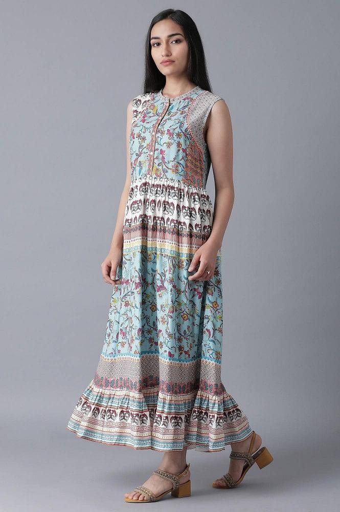Soft Multicoloured Floral Print Tiered Dress - wforwoman
