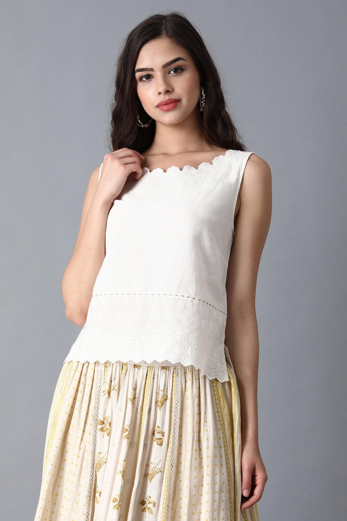 White Sicily Embroidered Top - wforwoman