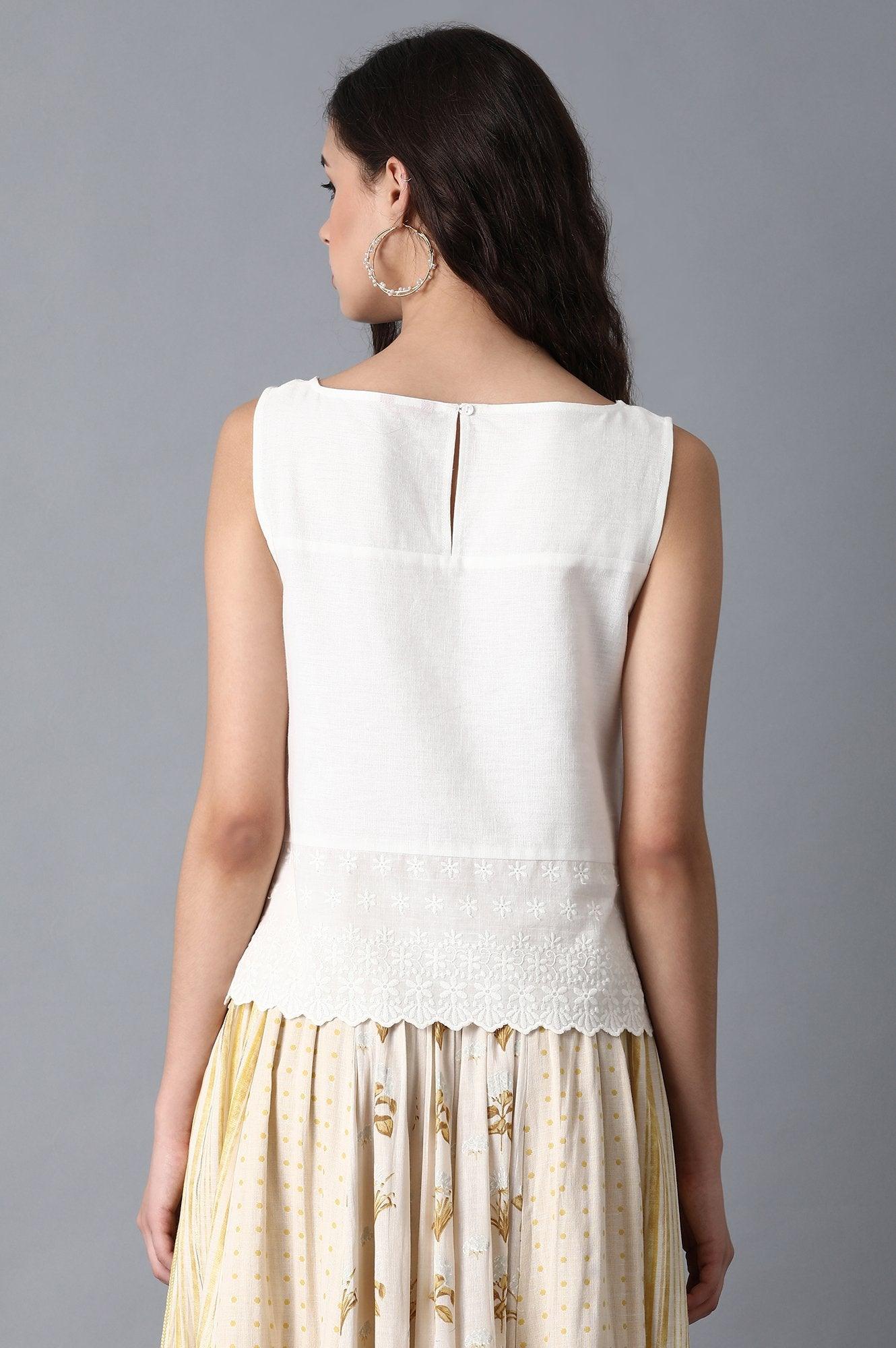 White Sicily Embroidered Top - wforwoman