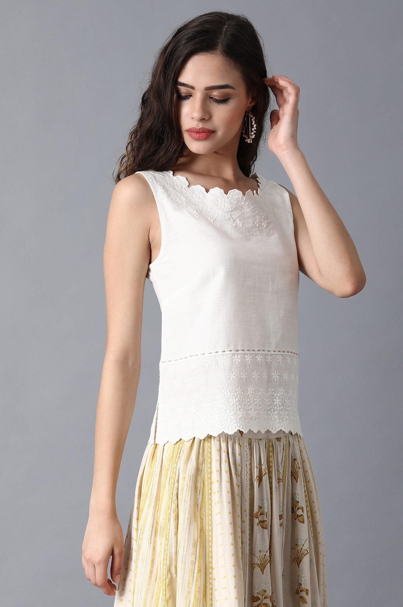 White Sicily Embroidered Top - wforwoman