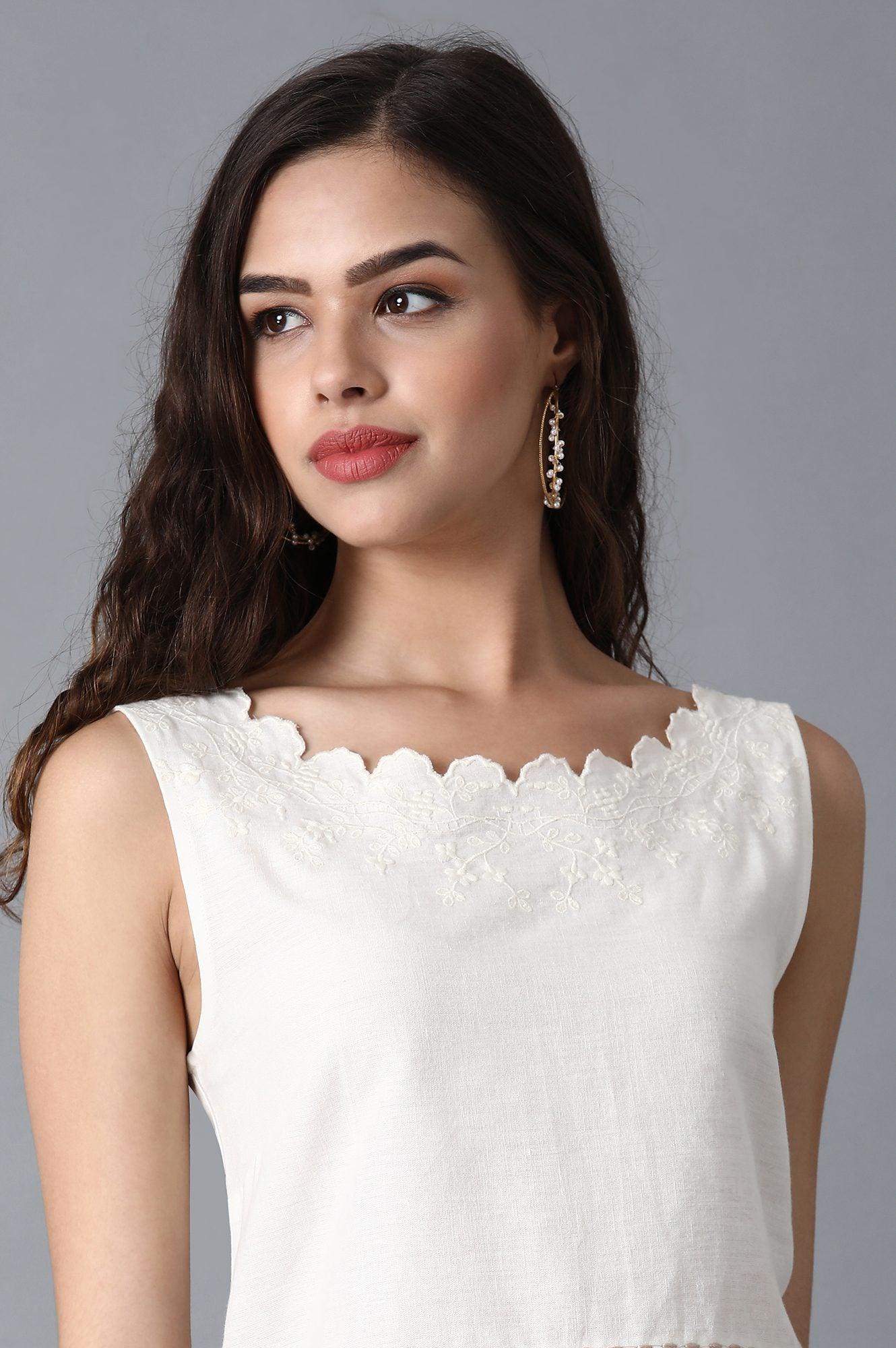 White Sicily Embroidered Top - wforwoman