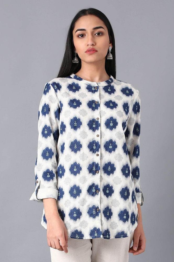 Ecru Printed Top - wforwoman