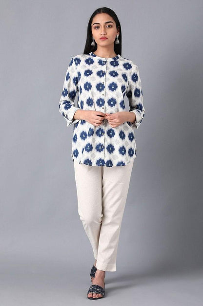 Ecru Printed Top - wforwoman