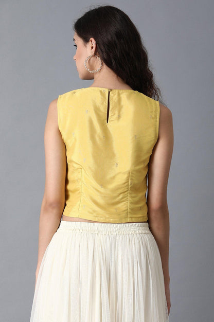 Yellow Round Neck Crop Top - wforwoman