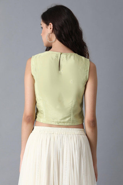 Green Round Neck Crop Top - wforwoman