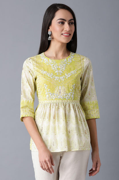 Lime Green Gathered Top - wforwoman