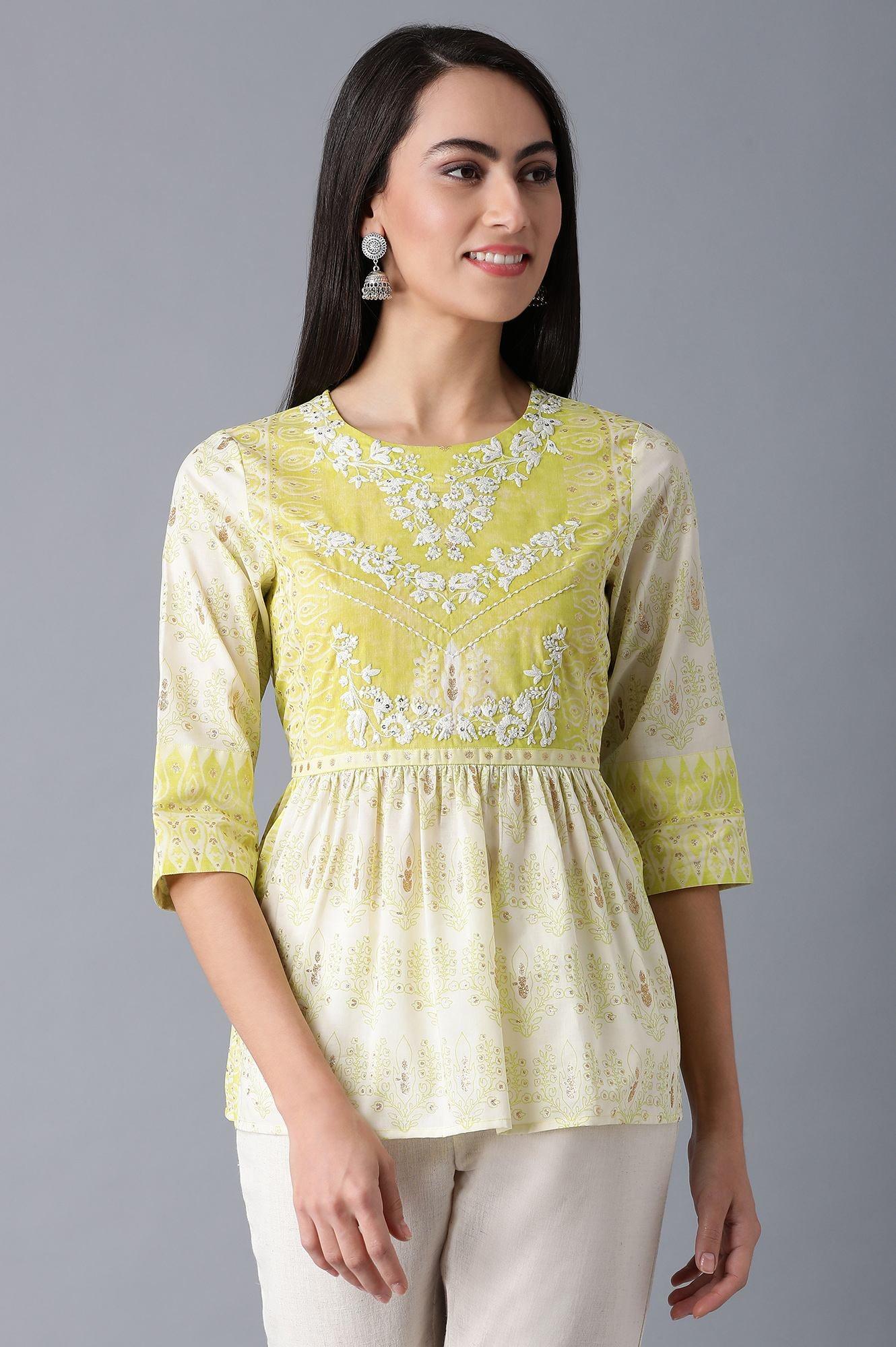 Lime Green &amp; Ecru Top - wforwoman