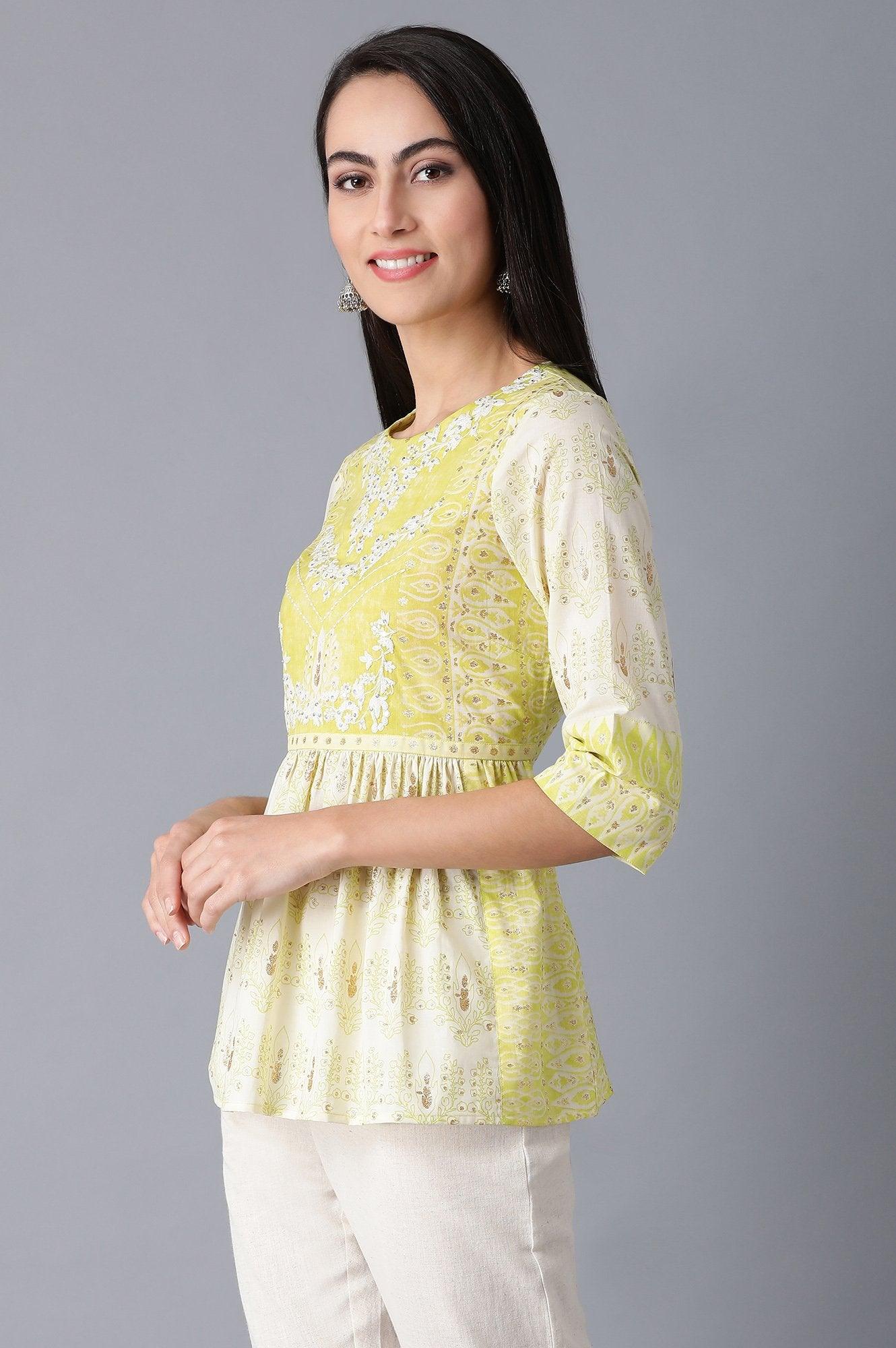 Lime Green Gathered Top - wforwoman