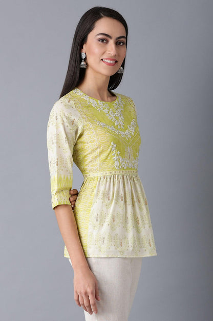 Lime Green Gathered Top - wforwoman