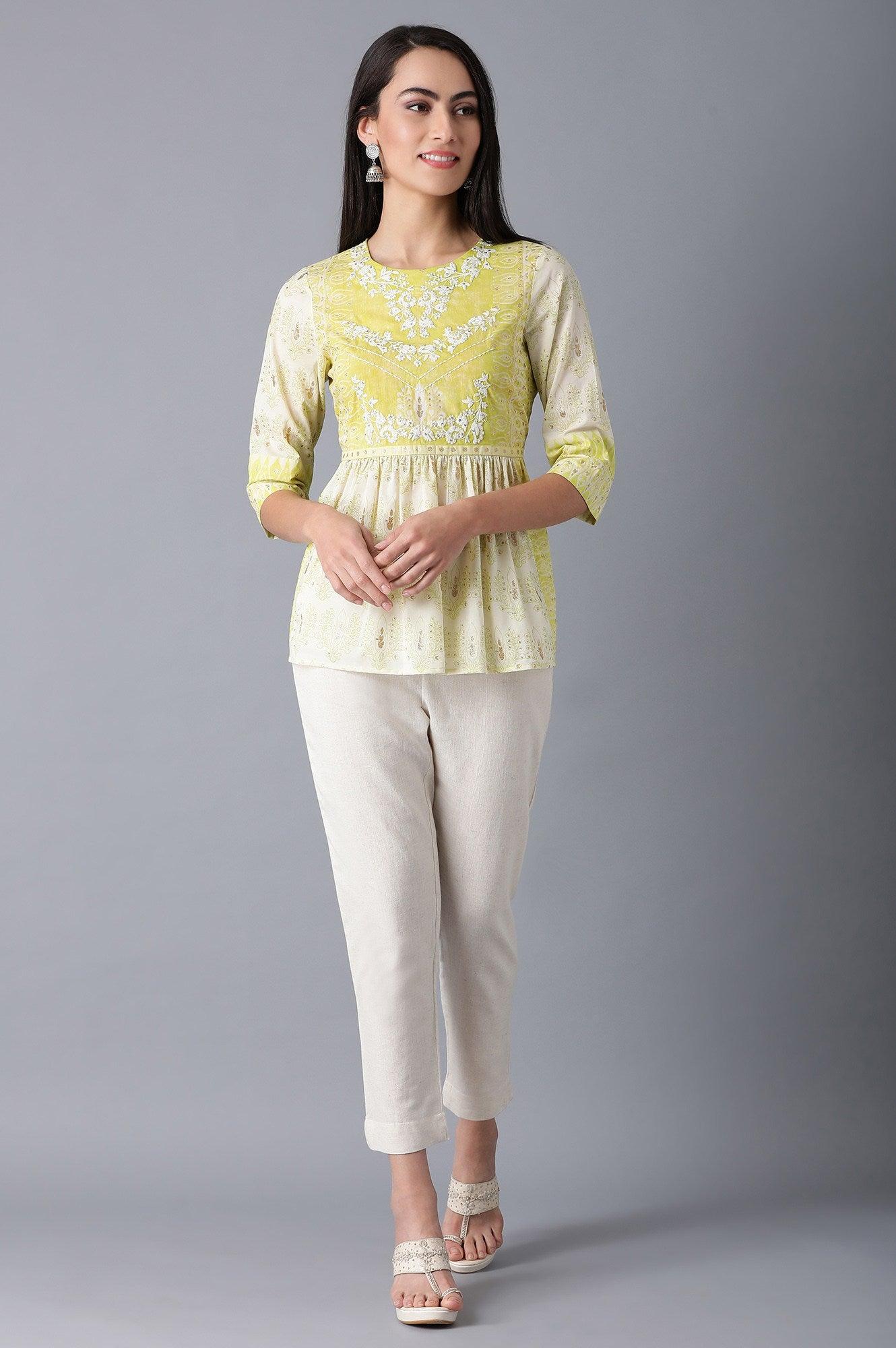 Lime Green &amp; Ecru Top - wforwoman