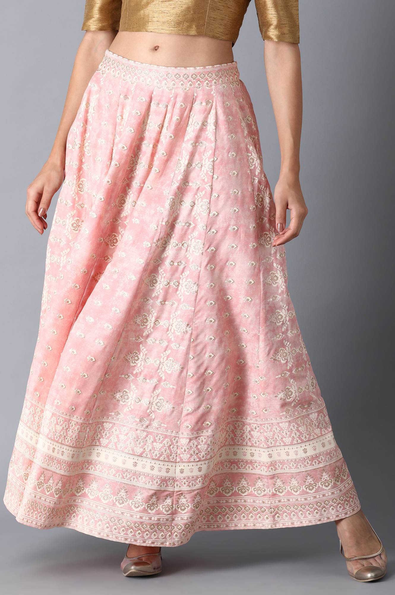 Blush Pink Circular Printed Skirt