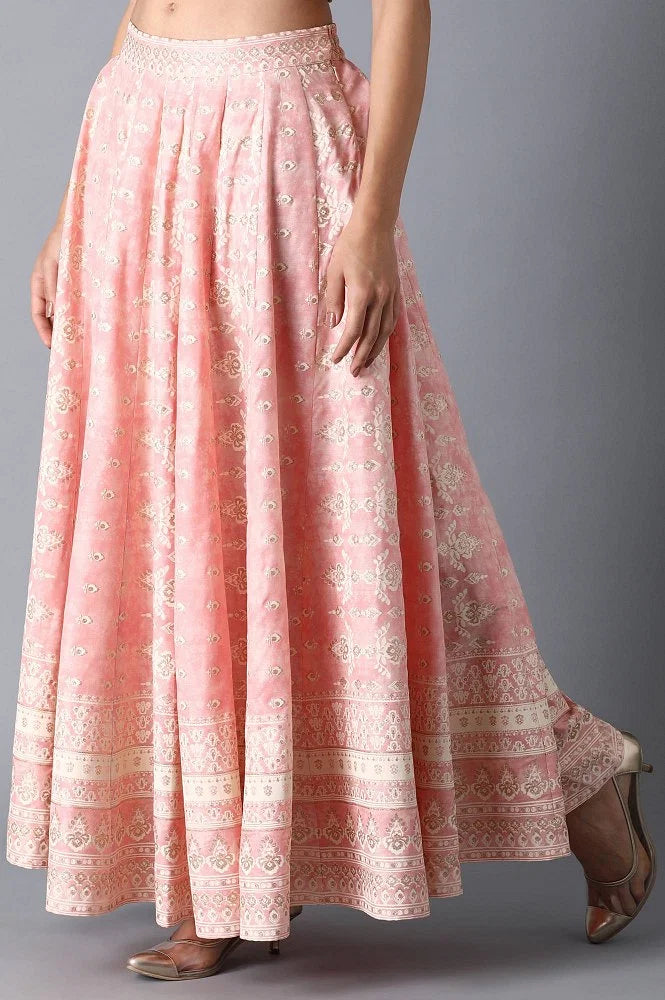 Blush Pink Circular Printed Skirt