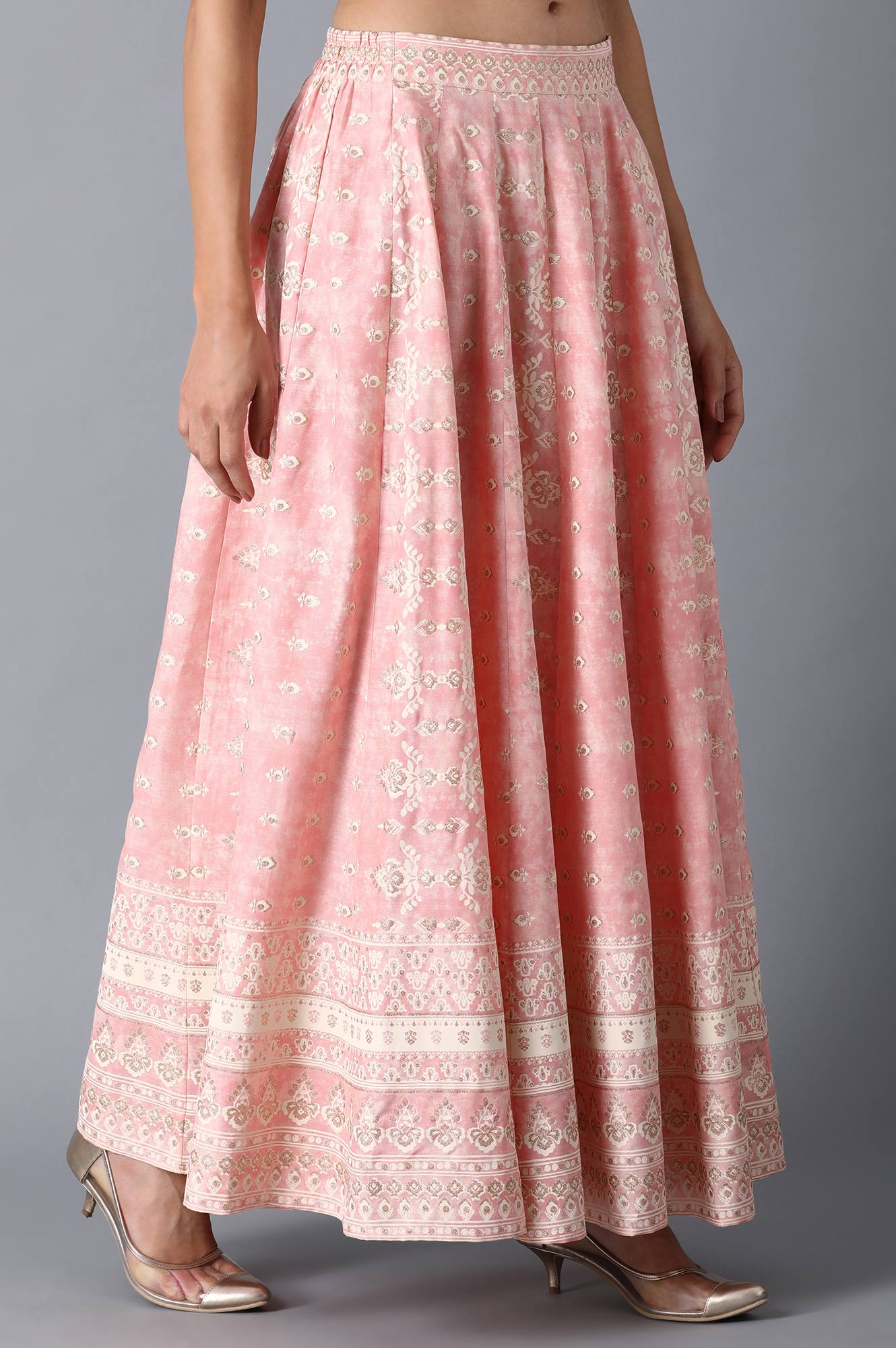 Blush Pink Circular Printed Skirt