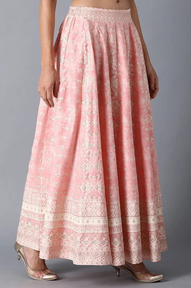 Blush Pink Circular Printed Skirt