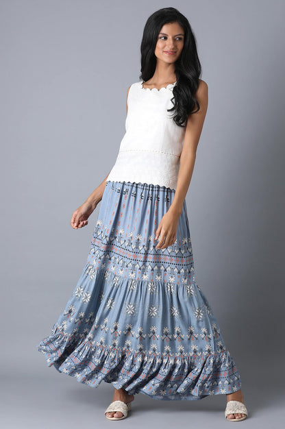 Chambray Blue Tiered Skirt