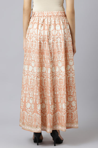 Peach Printed Kalidar Skirt