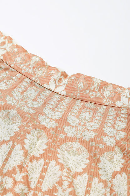 Peach Printed Kalidar Skirt