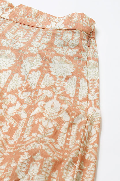 Peach Printed Kalidar Skirt