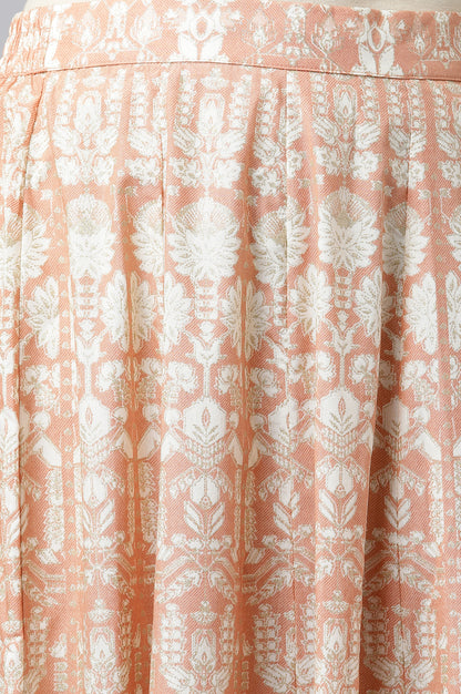 Peach Printed Kalidar Skirt