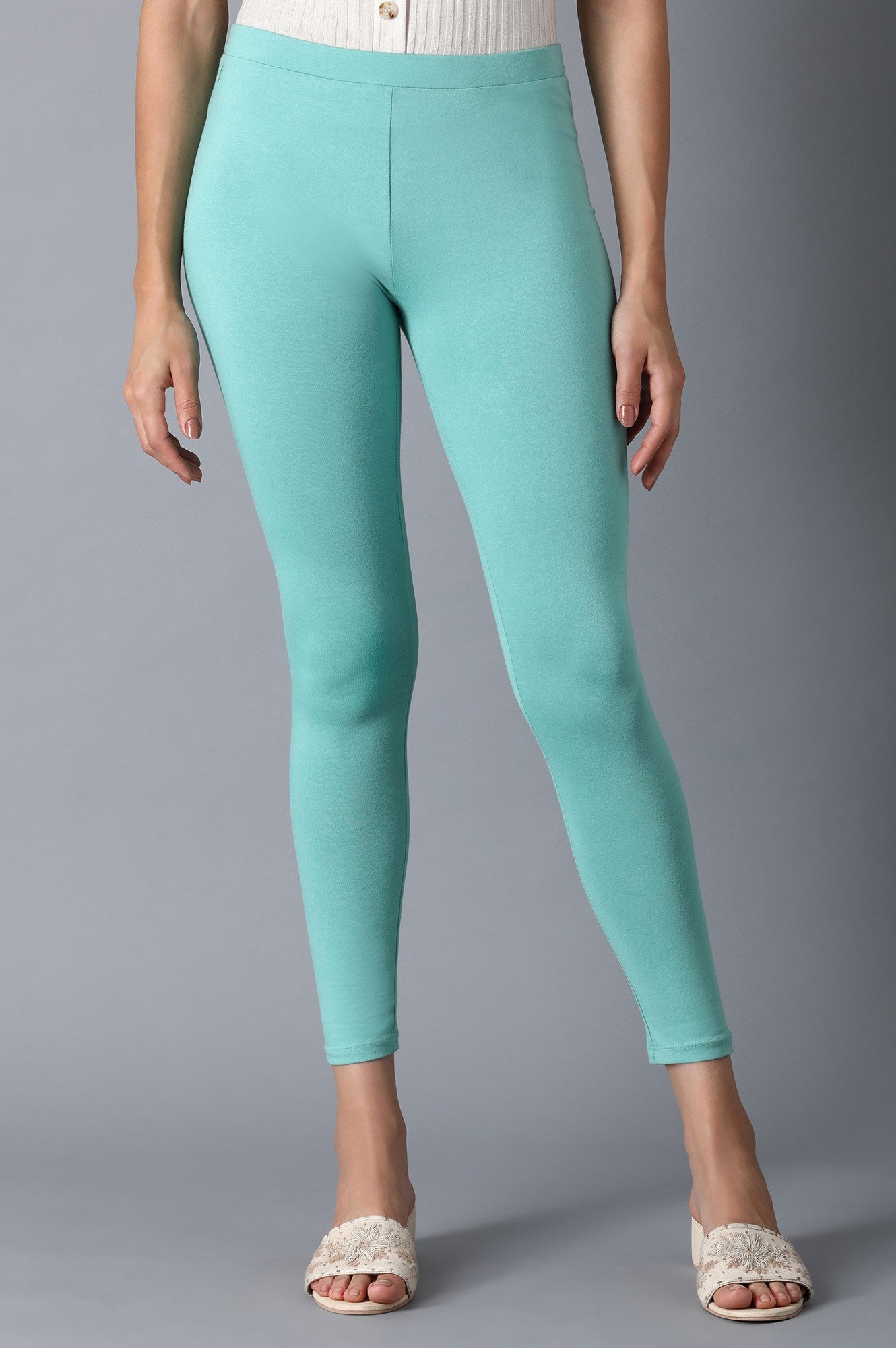 light Blue Slim Jersy Tights