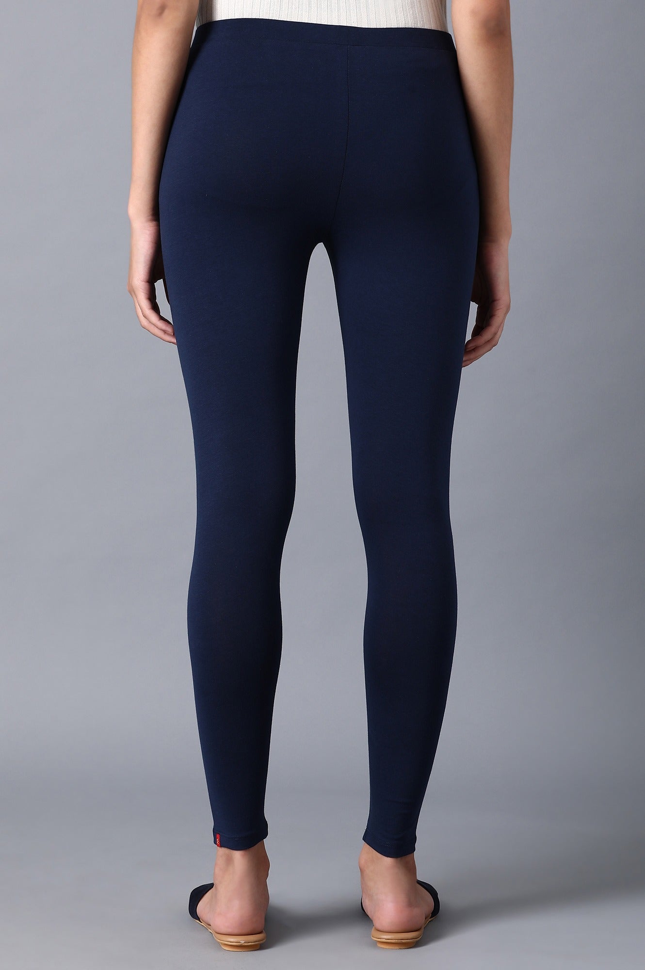 Navy Blue Solid Jersy Tights