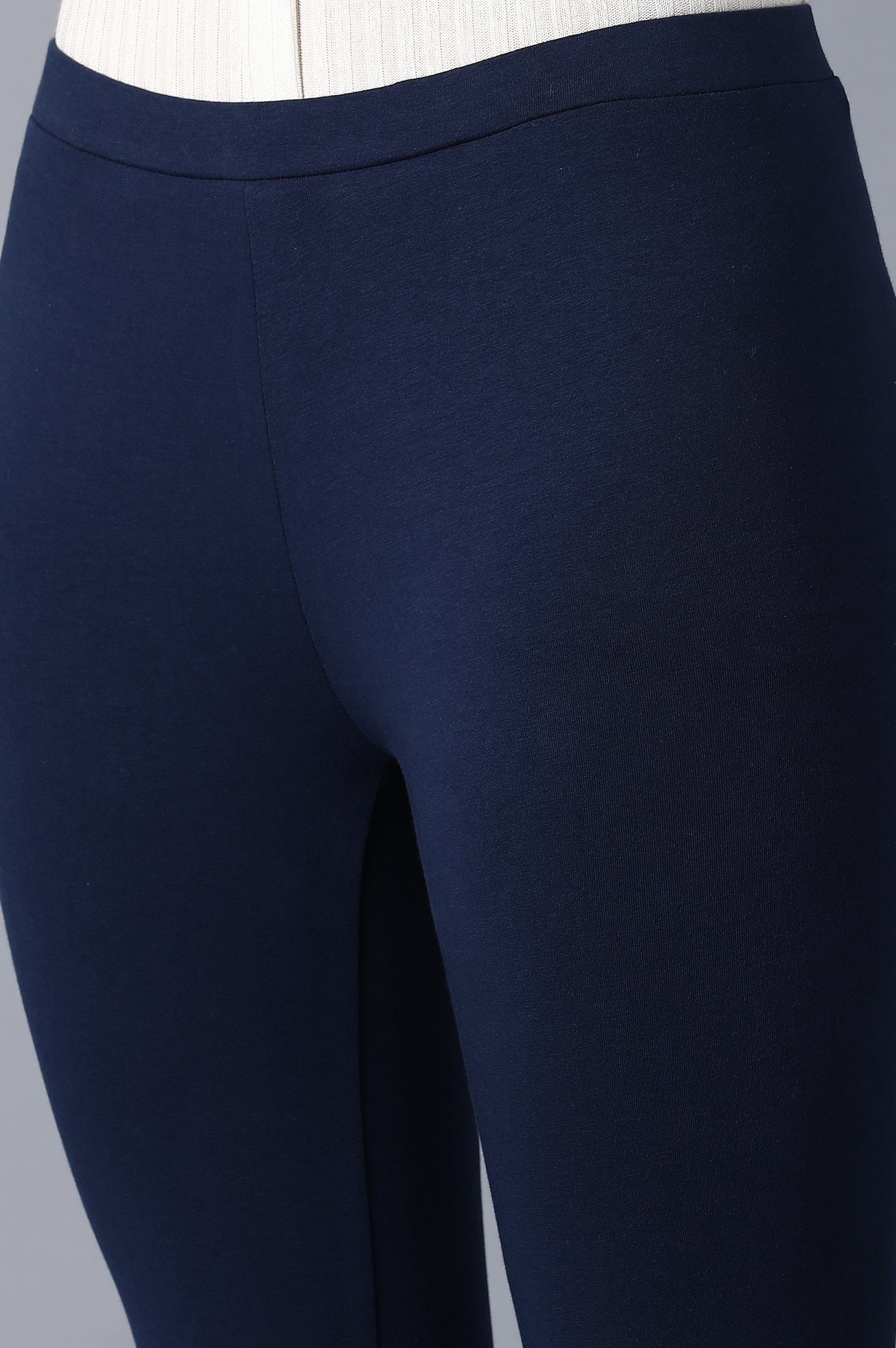 Navy Blue Solid Jersy Tights