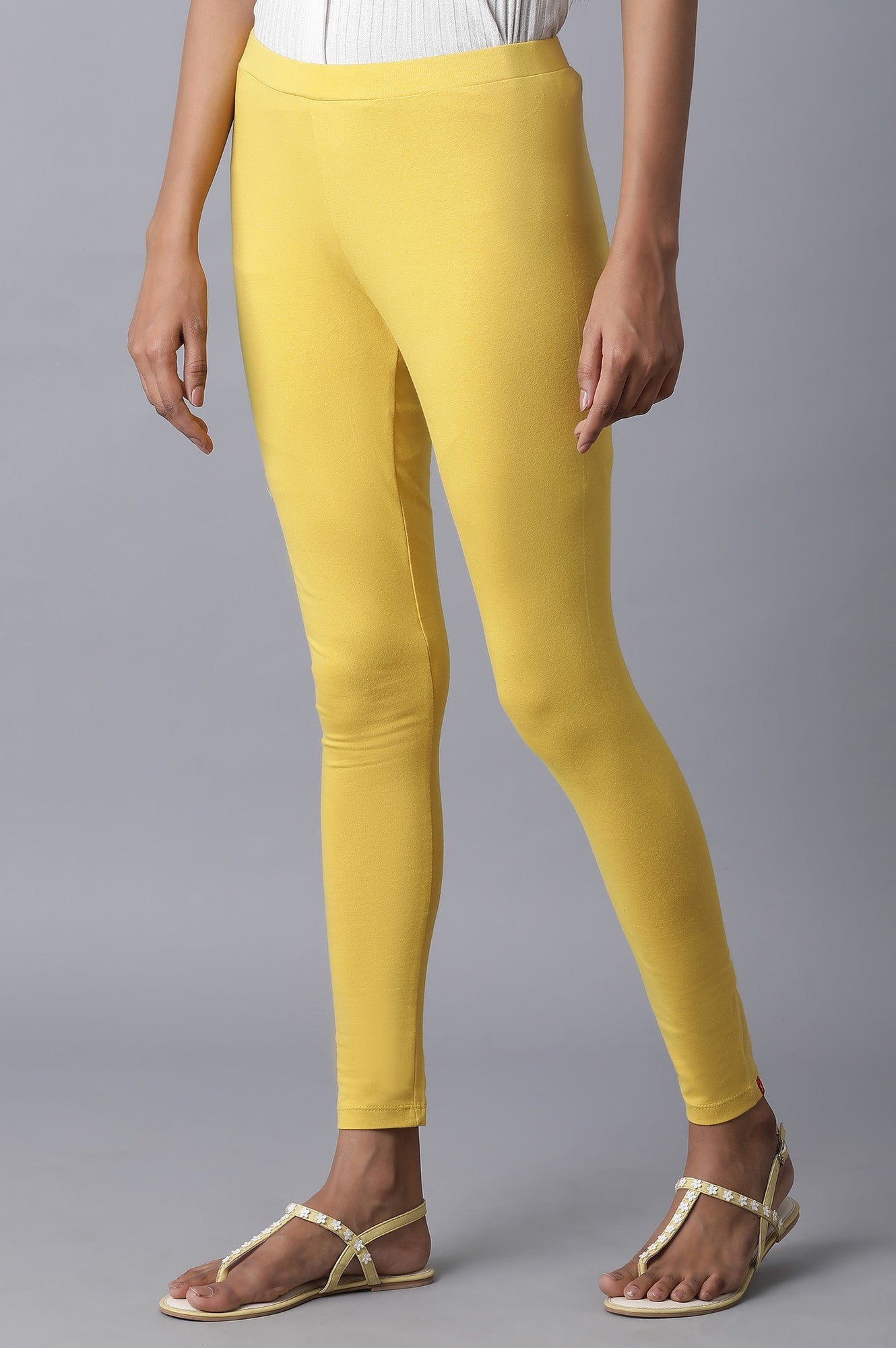 Mustard Yellow Cotton Solid Tights