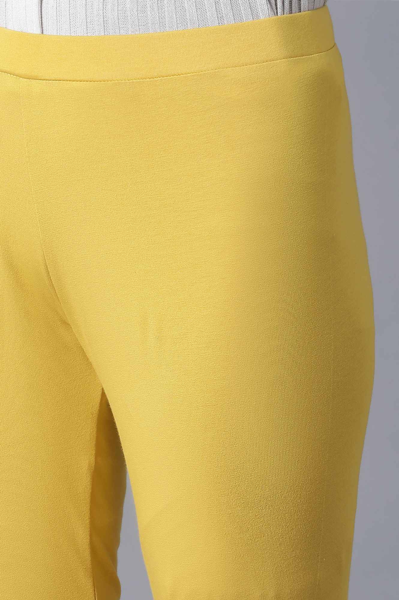 Mustard Yellow Cotton Solid Tights