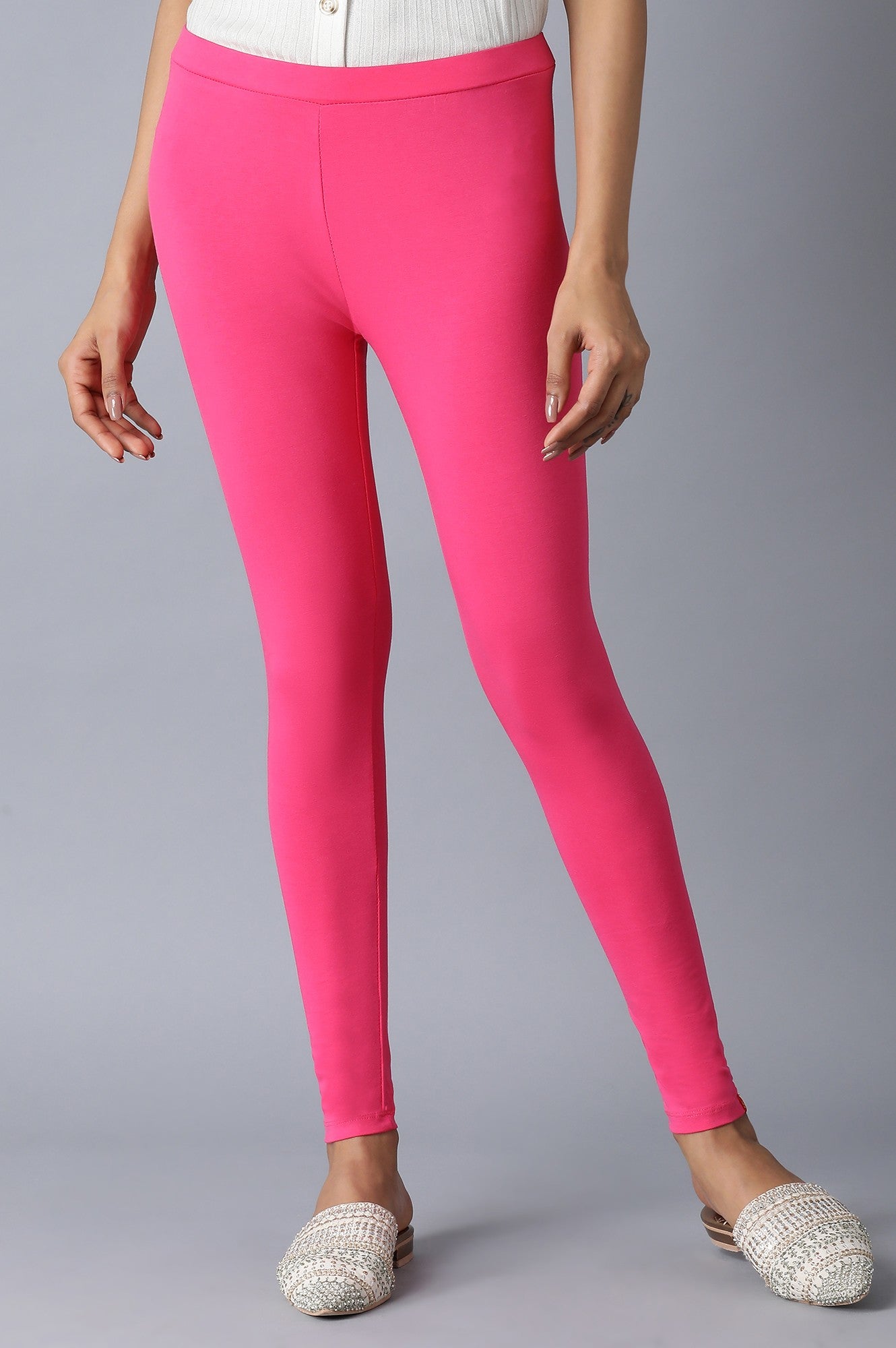 Fuchsia Pink Slim Fit Jersey Tights