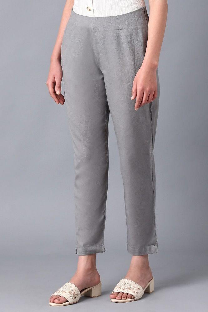 Grey Solid Pants - wforwoman