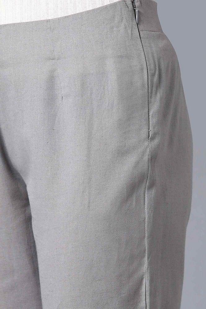 Grey Solid Pants - wforwoman