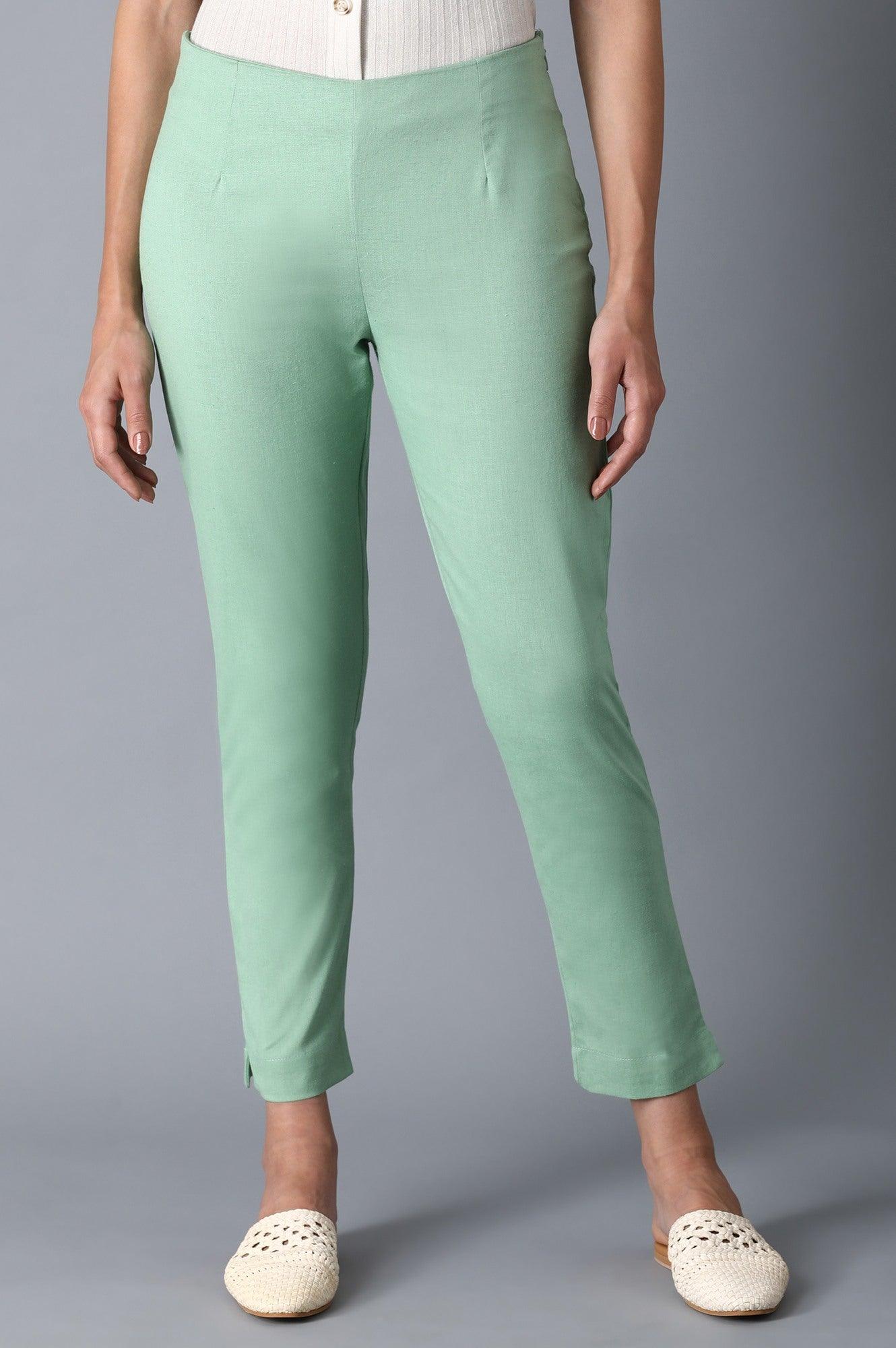 Green Classic Slim Pants - wforwoman