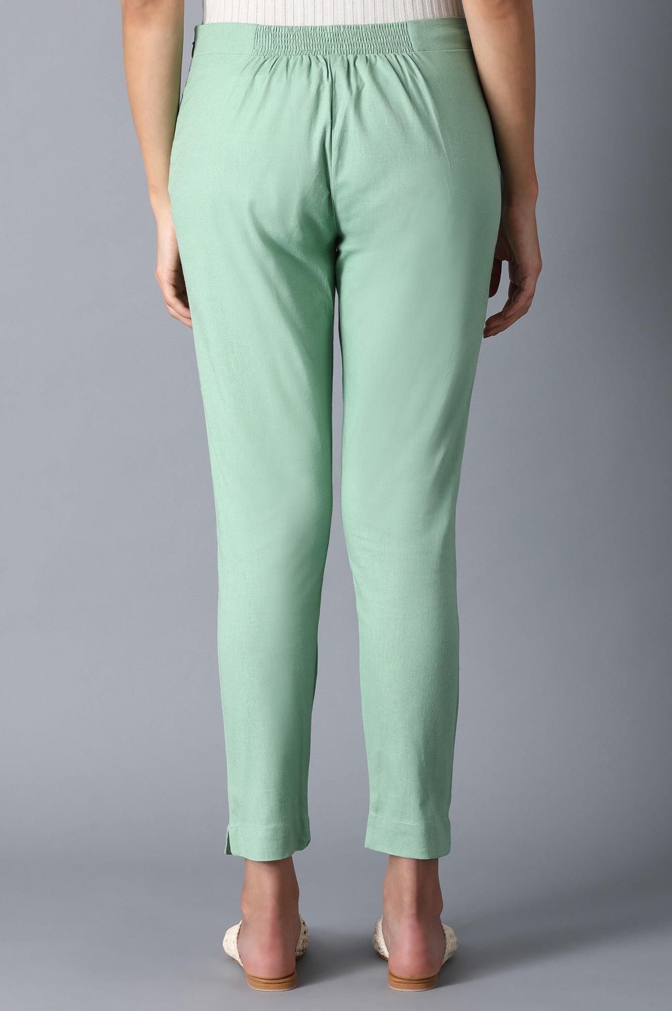 Green Classic Slim Pants - wforwoman