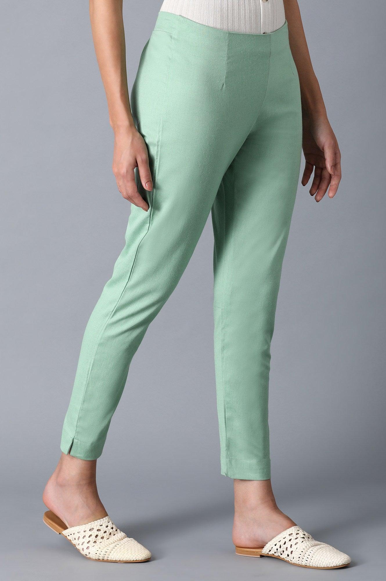 Green Classic Slim Pants - wforwoman