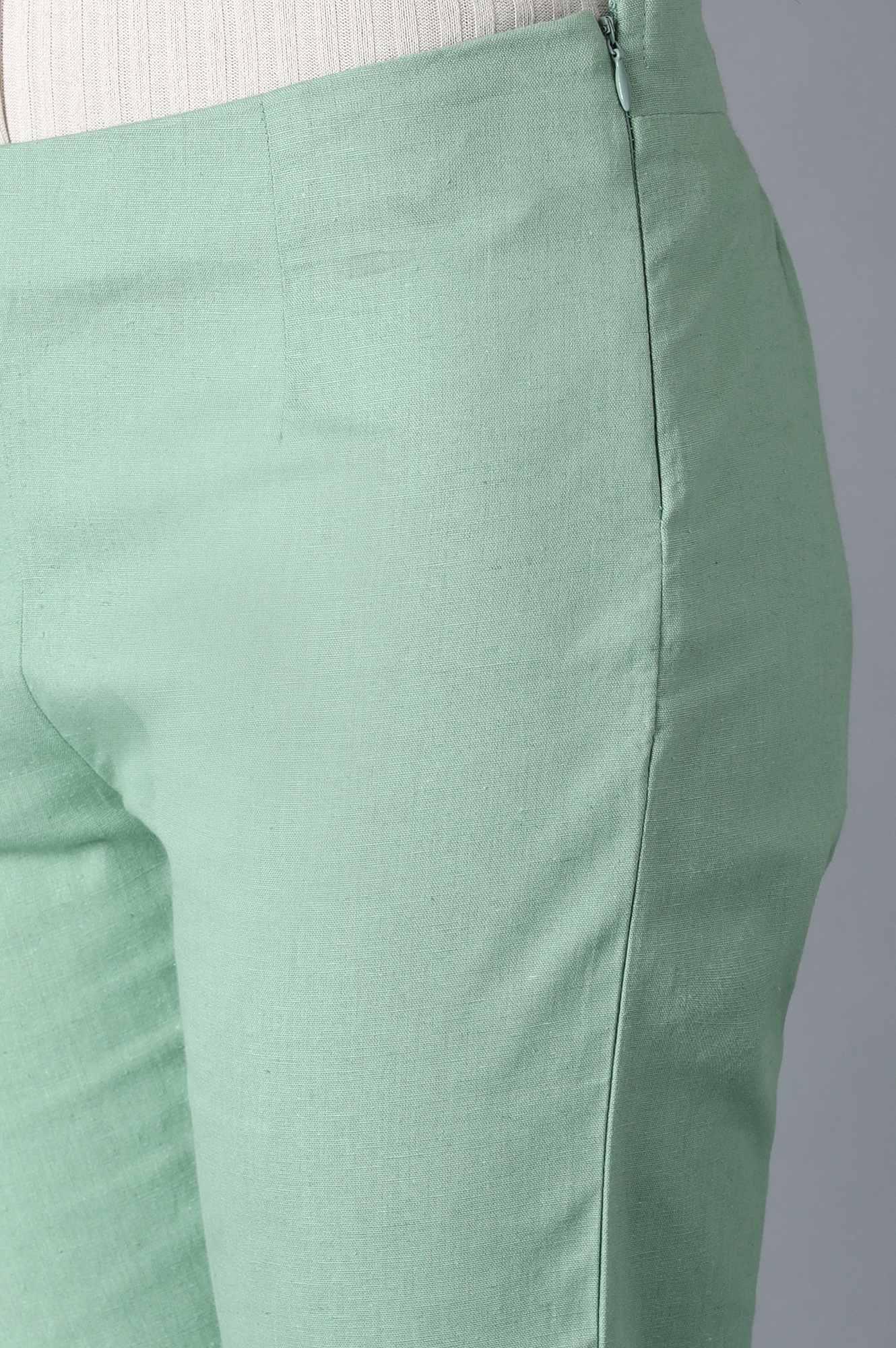 Green Classic Slim Pants - wforwoman