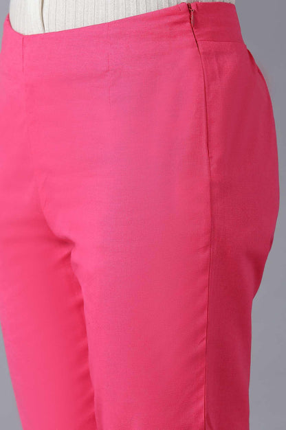 Fuchsia Pink Solid Slim Pants - wforwoman