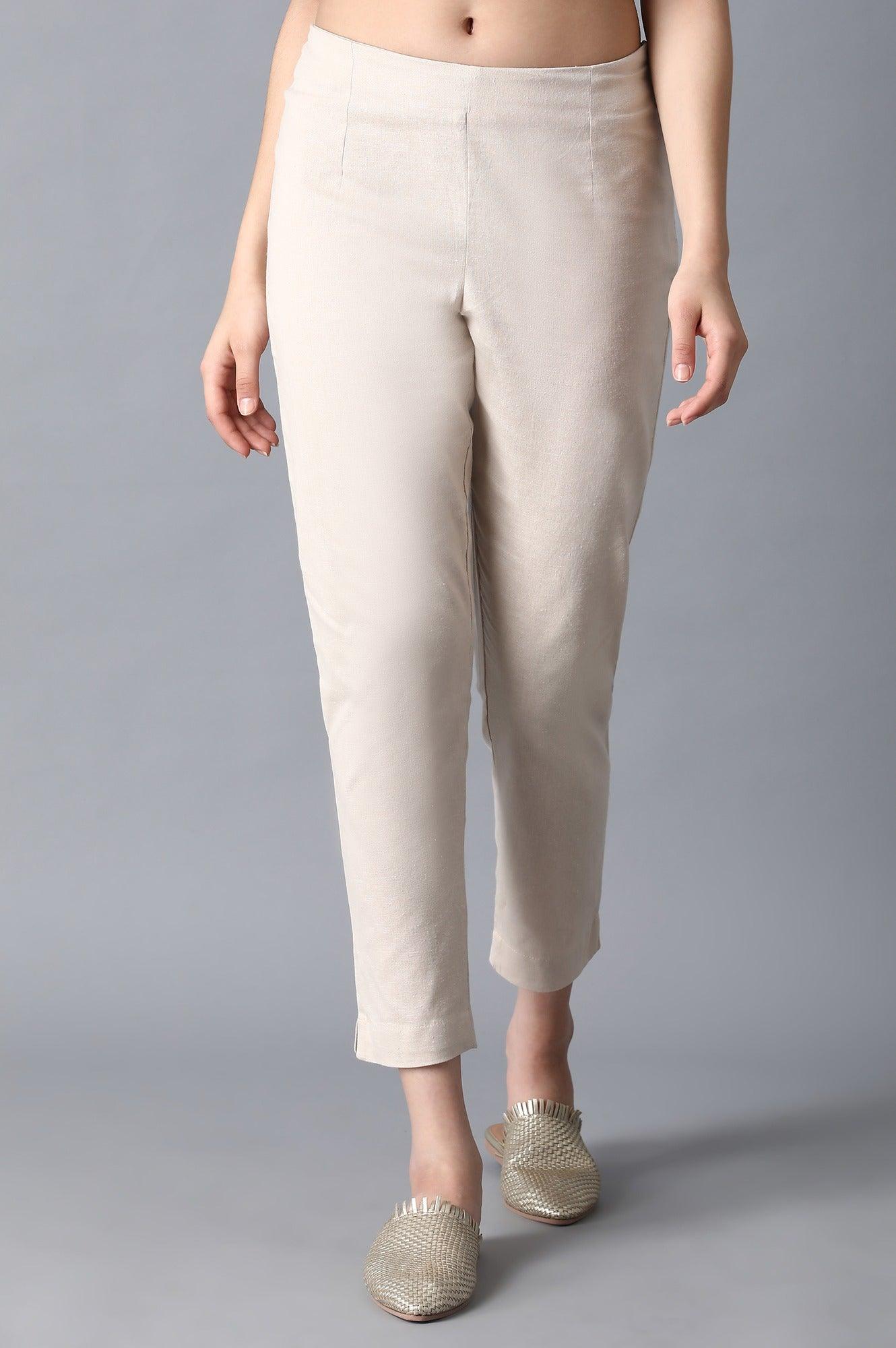 Beige Classic Slim Pants - wforwoman