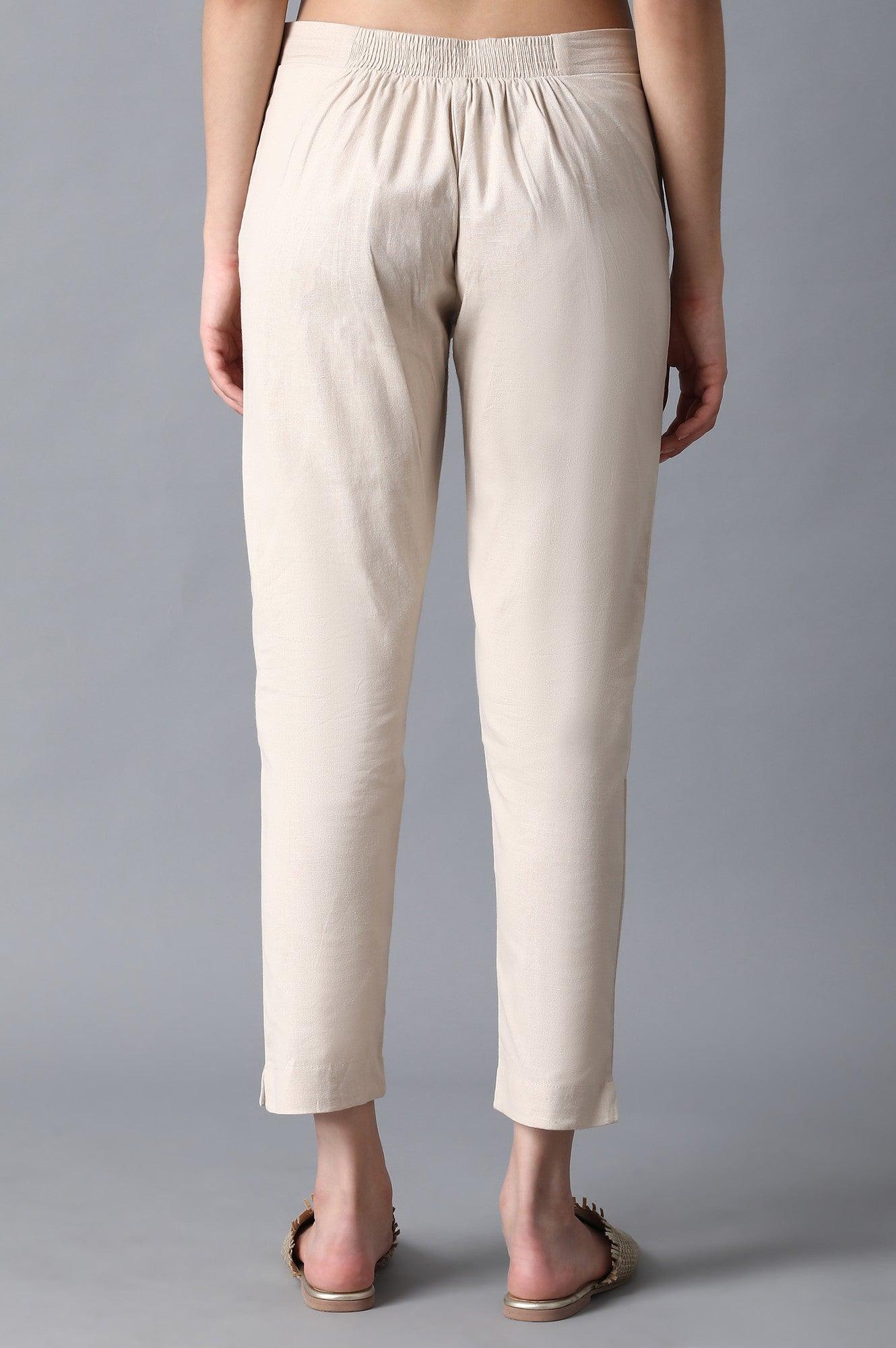 Beige Classic Slim Pants - wforwoman