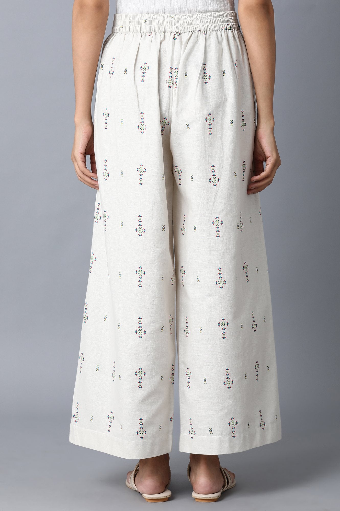 Ecru Printed Parallel Pants