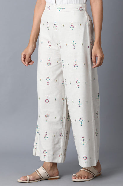 Ecru Printed Parallel Pants