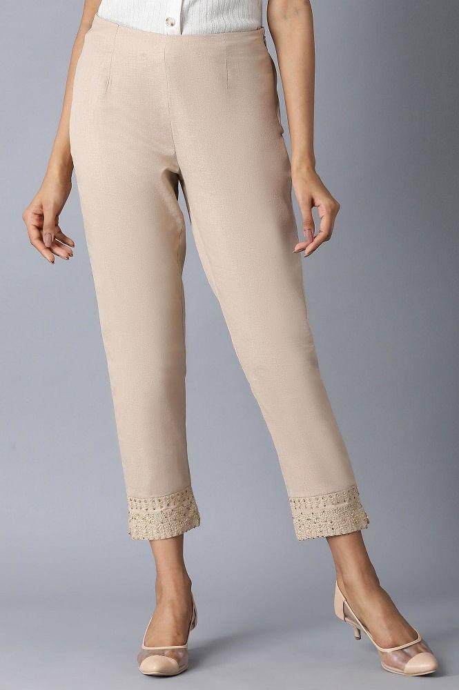 Beige Slim Pants - wforwoman