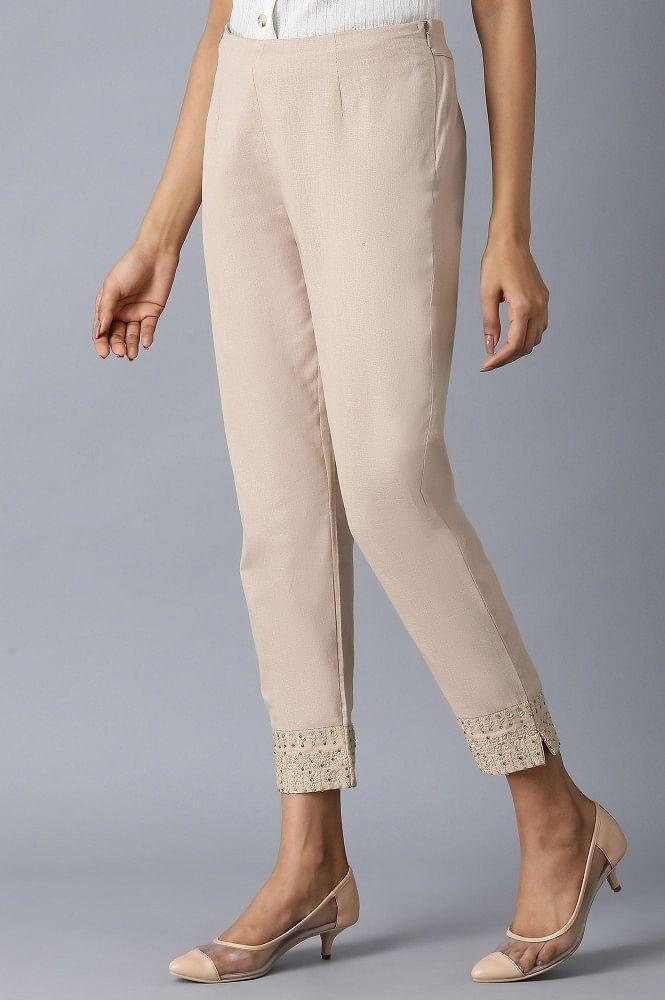 Beige Slim Pants - wforwoman