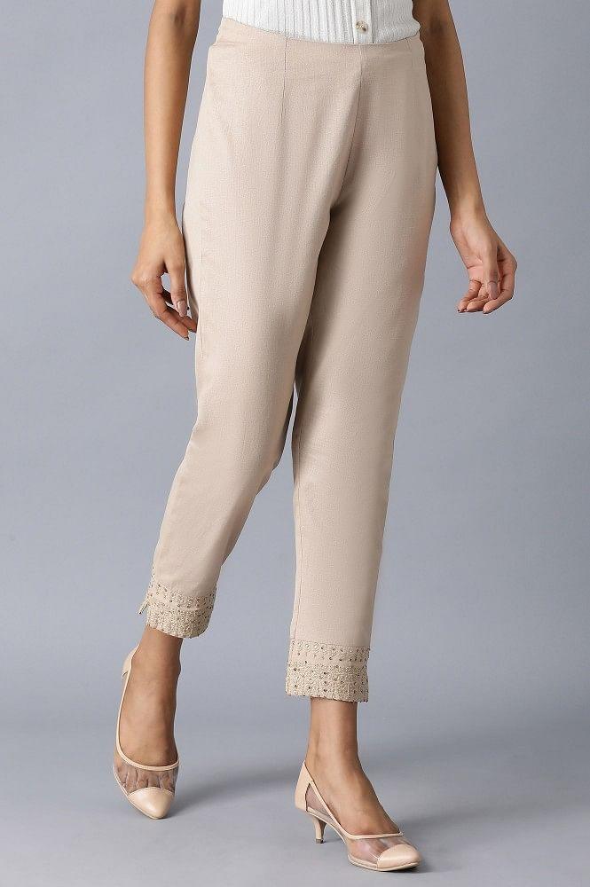 Beige Slim Pants - wforwoman