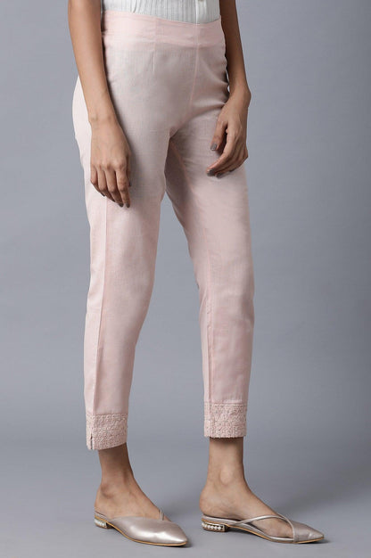 Light Pink Embroidered Slim Pants - wforwoman