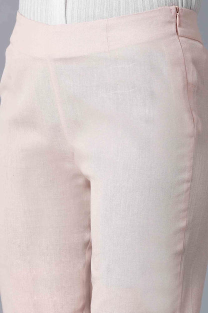 Light Pink Embroidered Slim Pants - wforwoman