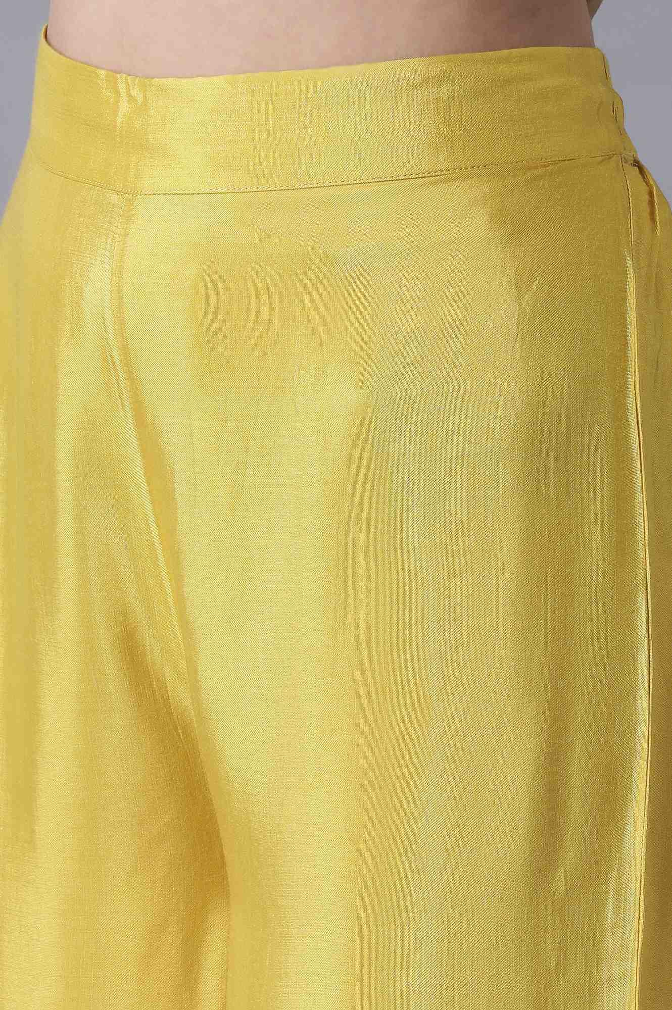 Yellow Embroidered Parallel Pants - wforwoman