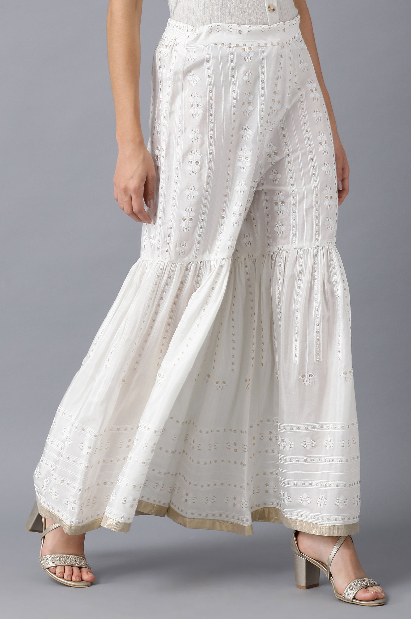 White on white Printed Sharara