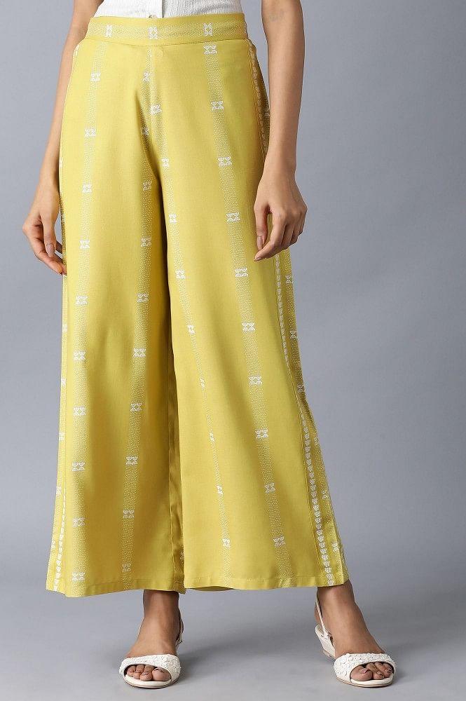 Yellow Printed Parallel Pants - wforwoman